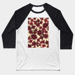Poinsettia Pattern Baseball T-Shirt